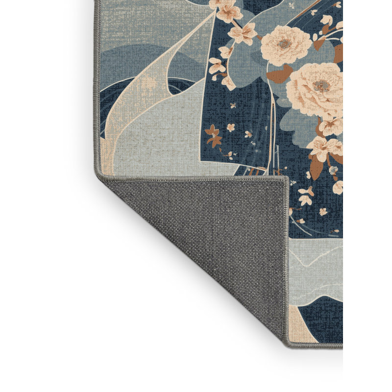 Tapis floral moelleux doux et moelleux traditionnel gris, 6 X 9