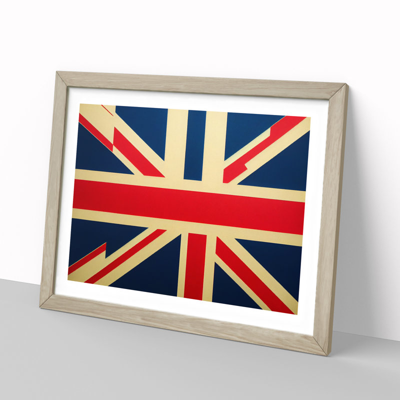 XH1022-6210X Modern Union Jack Flag Vol.2 - Single Picture Frame Print, 46cm H x 64cm W x 2cm D, Oak Framed