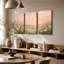 3 panneaux muraux, impression sur toile Pastel Wildflower Meadow Sunset-1702991673