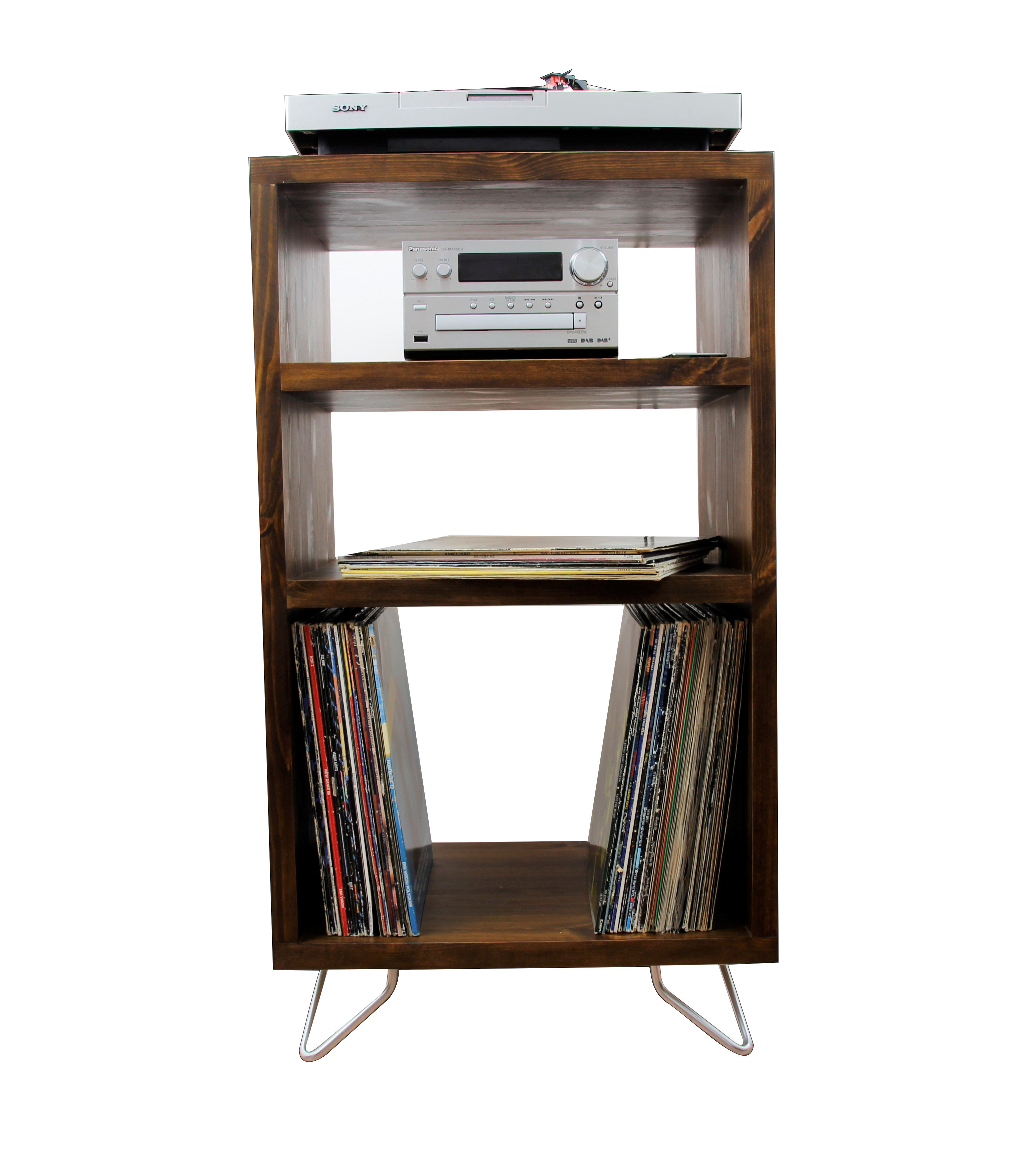 Gracie Oaks Record Player Stand, Vinyl LP Record Storage, Hifi Rack ...
