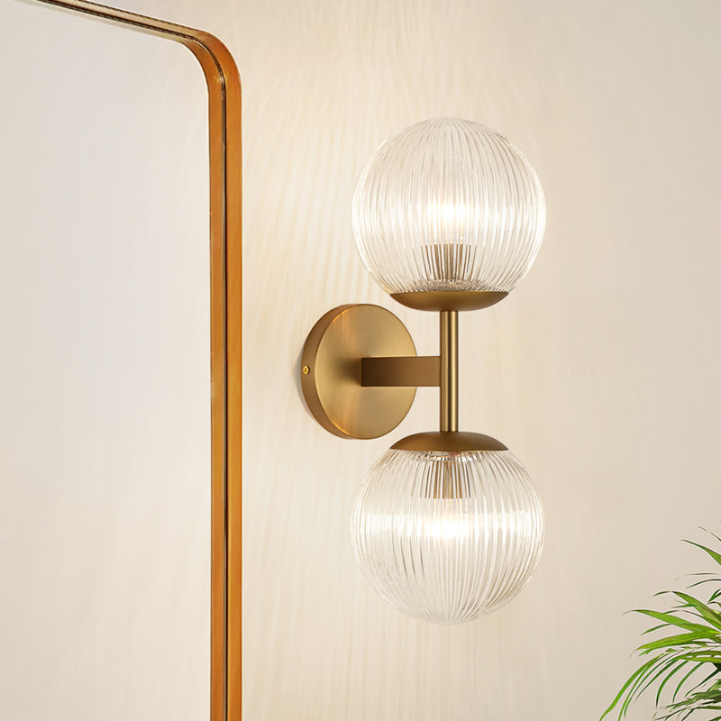 Éclairage pour salle de bain à bras linéaire en verre cannelé à 2 lumières Contemporary Glam