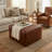 Nikola Genuine 100% Leather Square Ottoman, Brown