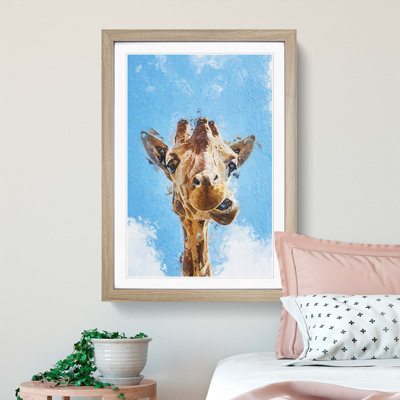 Chewing Giraffe - Picture Frame Painting Print
