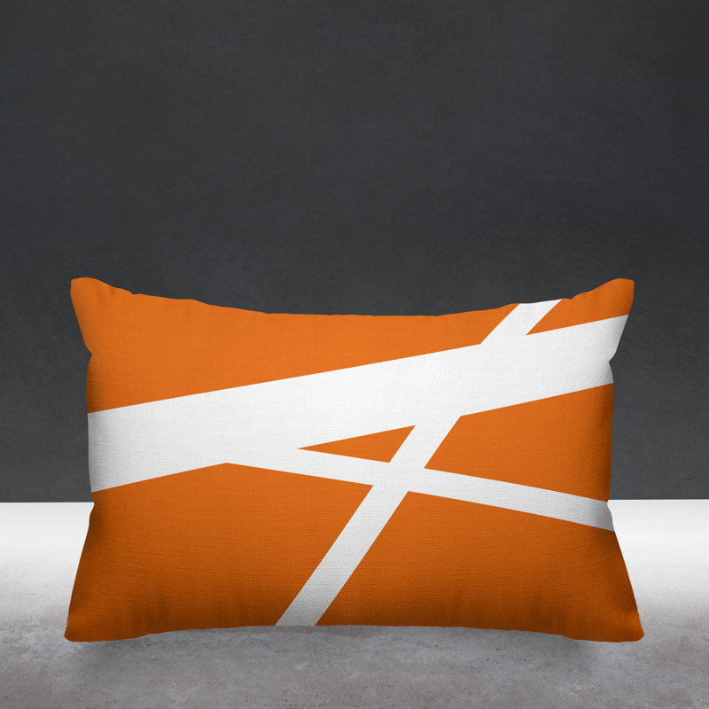 Seward Geometric Diamond Indoor/Outdoor Throw Pillow, Orange