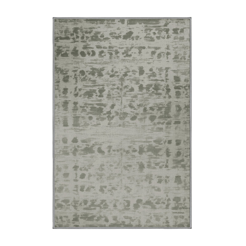 Machine Washable Abstract Gray Area Rug, Runner 2' x 4'