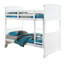 Lit simple superposé blanc transitionnel blanc, conception de planche, tête de lit à panneau et, réversible, pieds de support, lit en bois massif d'ingénierie de style, tête de lit,