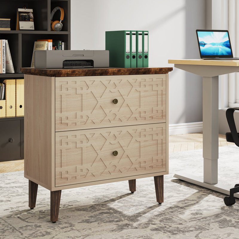 Mahzun 33.07'' Wide 2 -Drawer File Cabinet, Beige