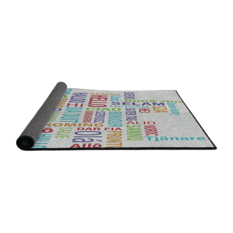 Tapis gris/bleu/vert à motifs Roselawn, Rond 7 pi