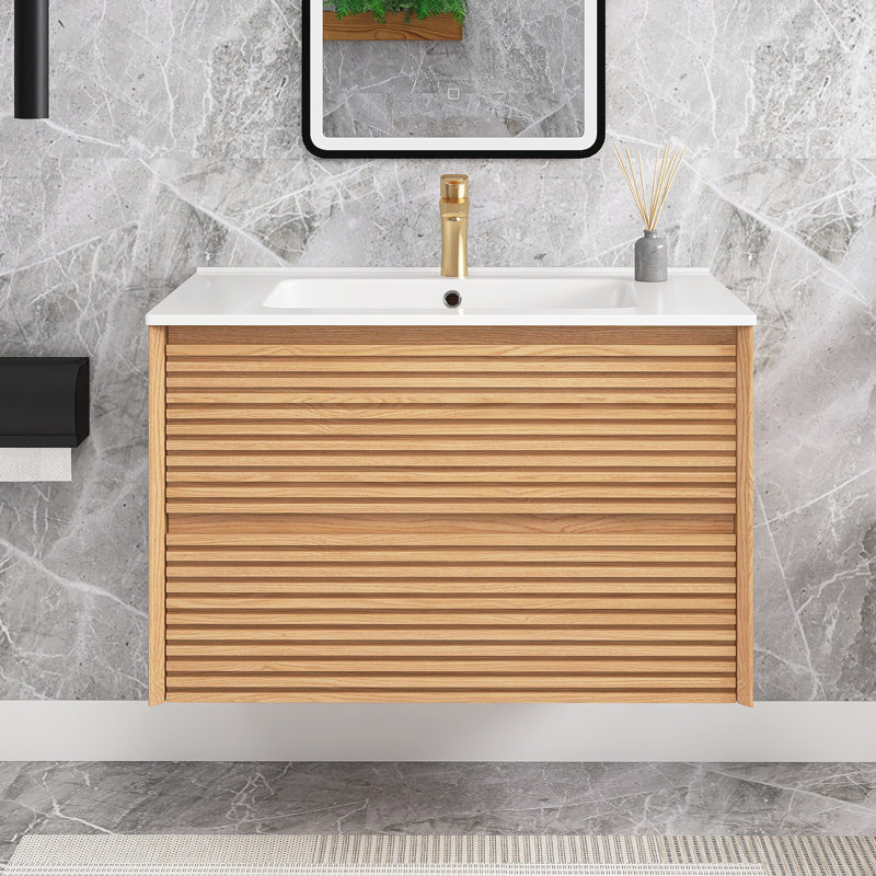 Ensemble de meuble-lavabo mural simple 30 po avec plateau en céramique Aronia