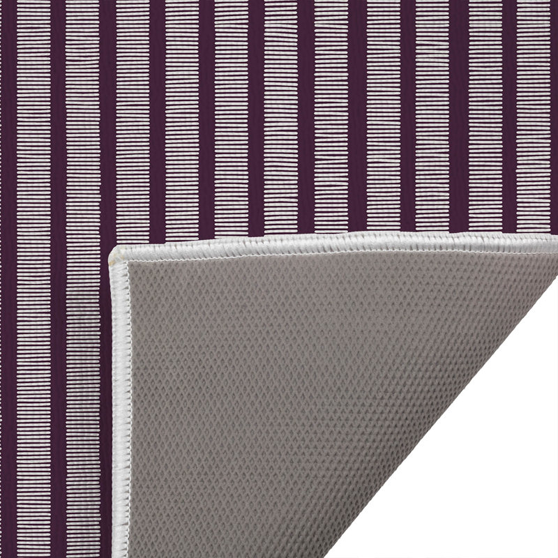 Tapis de toilette rectangulaire absorbant et antidérapant Comb Row, 34" W x 21" L, Eggplant Striped
