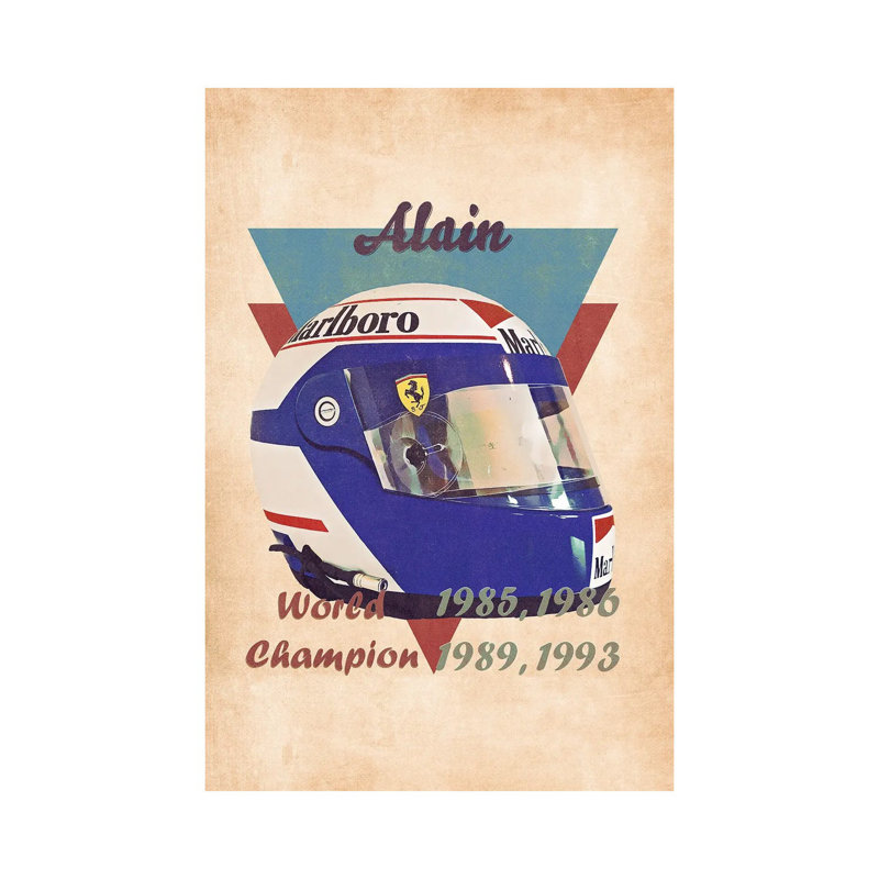 Alain Prost's Helmet Retro - Wrapped Canvas Painting, 20.32 cm H x 30.48 cm W