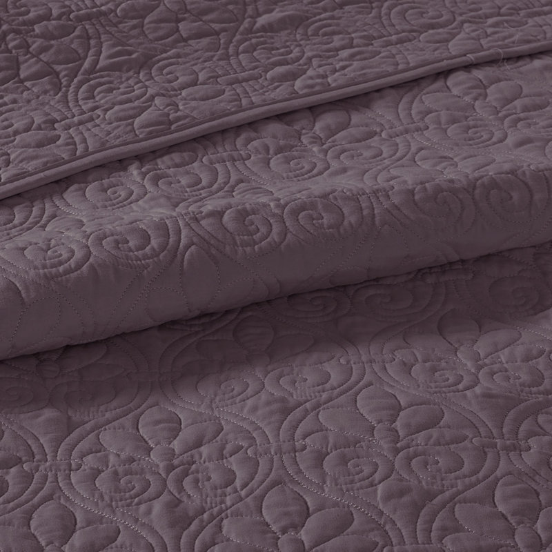 Couvre-lit Sandy, Couvre-lit pour lit grand : couvre-lit + 2 taies d, Mauve