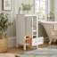 Meuble de salle de bain autoportant, 45,7 cm (18 pouces), blanc avec dessus en céramique, entièrement assemblé