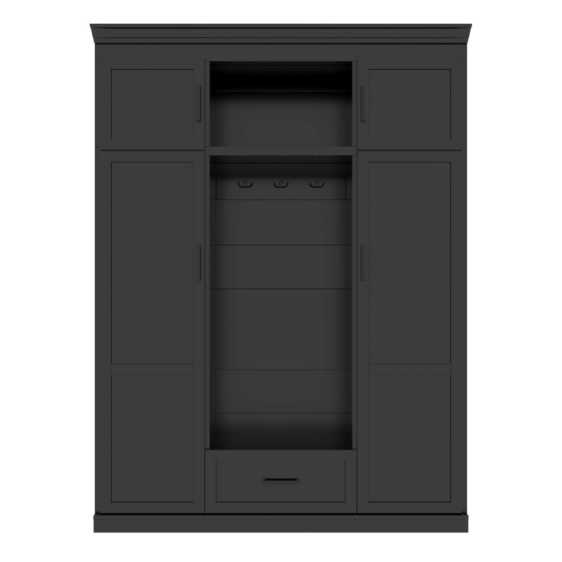 VIBE HAUS 85.2''H Hall Tree With Bench And 3 Hooks, Black