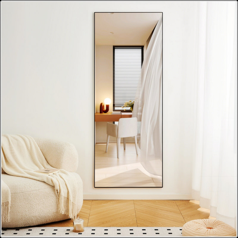 Full Length Mirror With Aluminum Alloy Frame, High Definition, Shatter-Proof, Leaning Or Wall Mounted, Ideal For Modern Home Decor