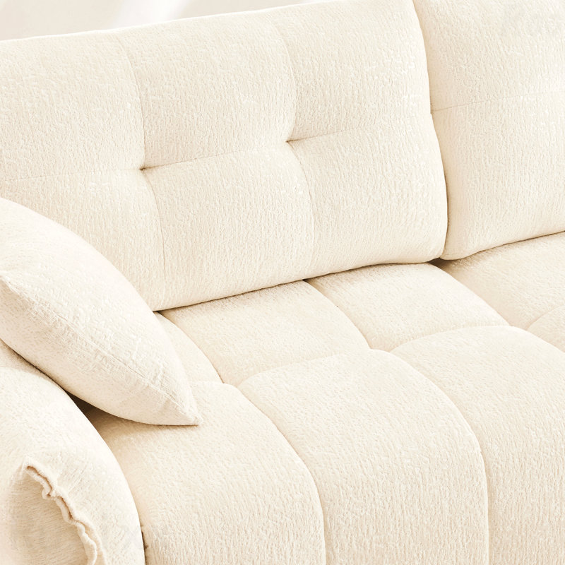 Siège sans accoudoirs avec repose-pieds en tissu, Blanc