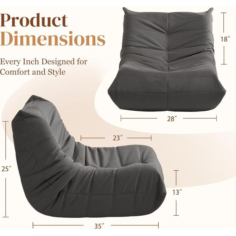 Armless Bean Bag Chairs For Adults,memory Foam Bean Bag Chair For Living Room Bedroom Office, Gray Corduroy