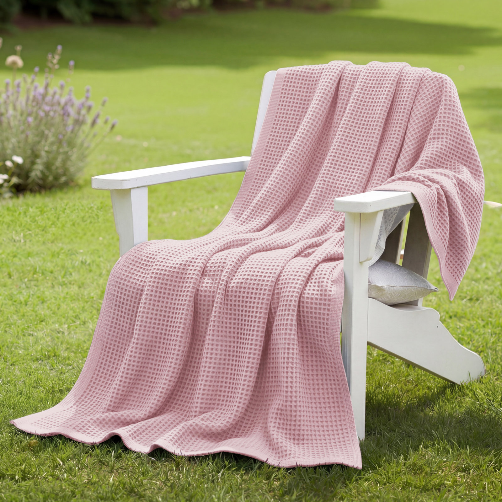 Bedsure Cotton Waffle Weave Throw Blanket, Queen, Pink