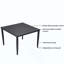 Table de salle à manger d'extérieur carrée en aluminium avec pieds fuselés et trou pour parasol