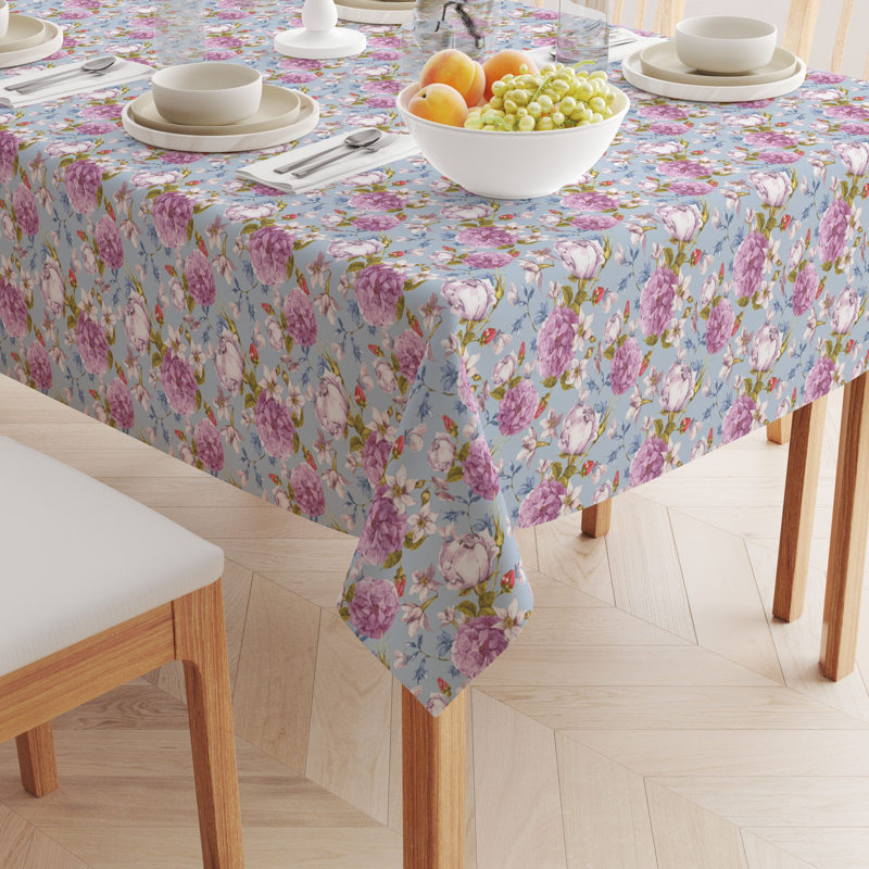 Rectangular Tablecloth, 100% Cotton, 52X104", Butterfly Vintage Floral, 52" L x 52" W