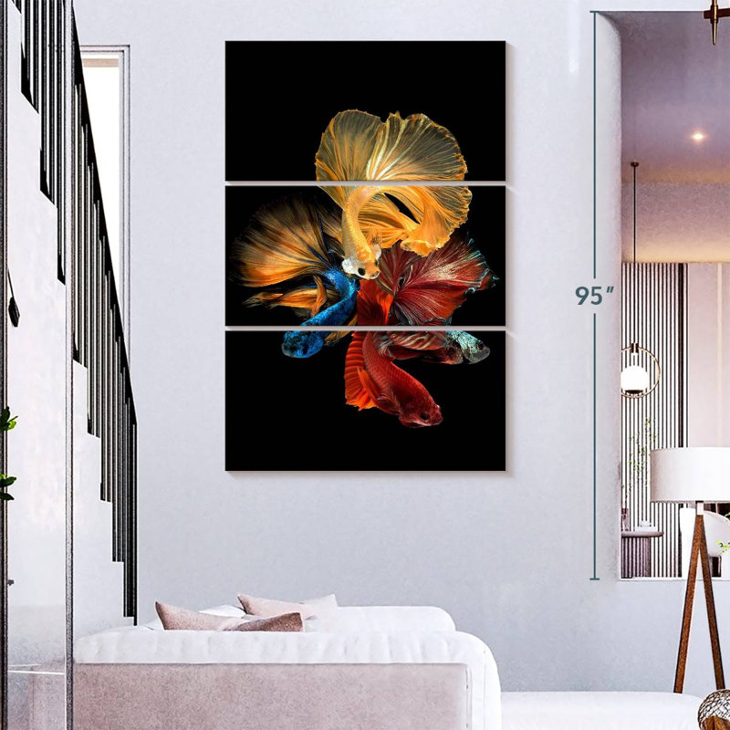 Brampt qui coule des poissons Betta, H 74 po x l 48 po
