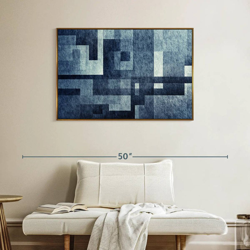 Creative Phung bleu, Cadre flottant doré, 40 po x 27 po