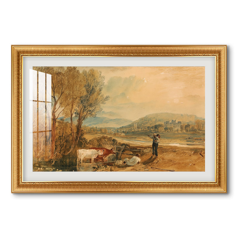 Château de Lulworth, Dorset, vers 1820 - J.M.W. Turner - Estampe encadrée sur mesure, 28x40 INNER SIZE, Framed Print with Mat