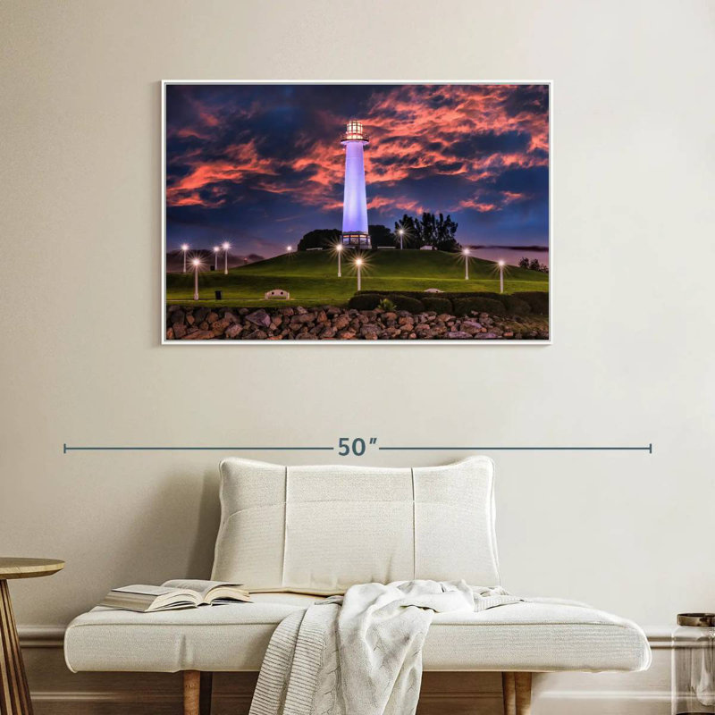 Phare de Long Beach, Cadre flottant blanc, 40 po x 27 po
