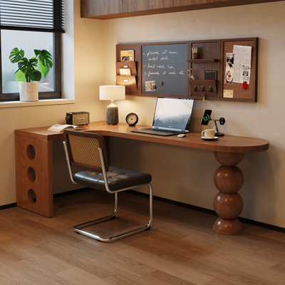 Bureau en bois de noyer en L massif