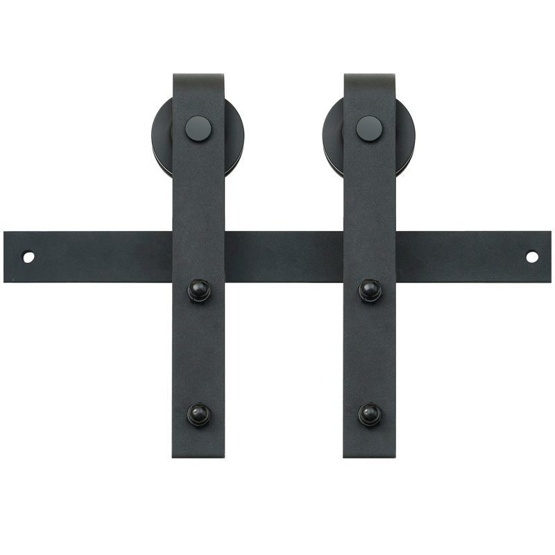 8FT Black Carbon Steel Sliding Barn Door Hardware Kit