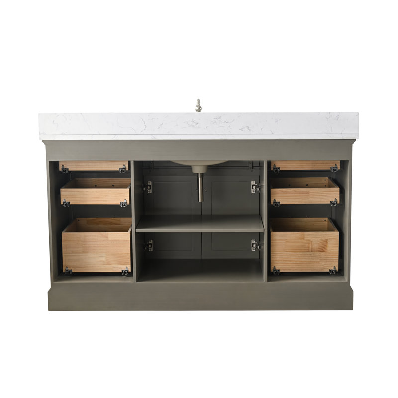 Ensemble de meuble-lavabo simple 60 po Currahee, Gris argenté / nickel brossé