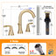 Robinet de lavabo de salle de bain à 2 poignées avec drain-110240504