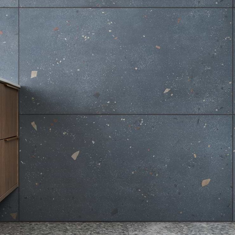 Kobe Cement 24X48 Terrazzo Look Matte Porcelain Tile, Ocean Blue