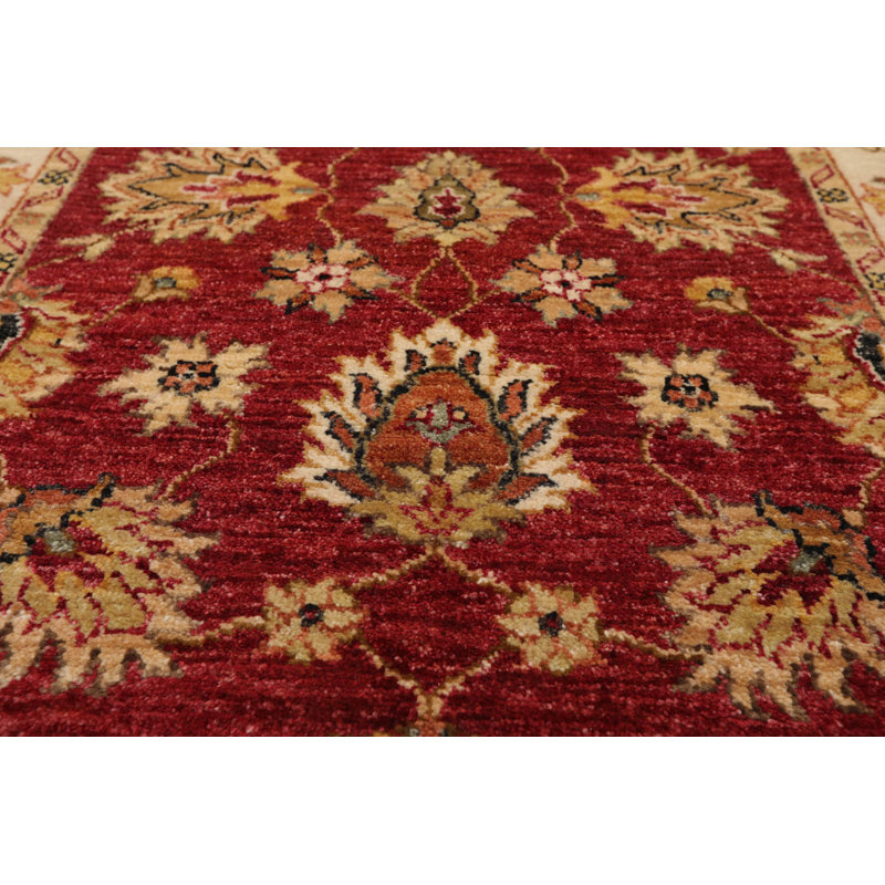 Tapis rouge rouille en laine noué à la main Briyanah Agra