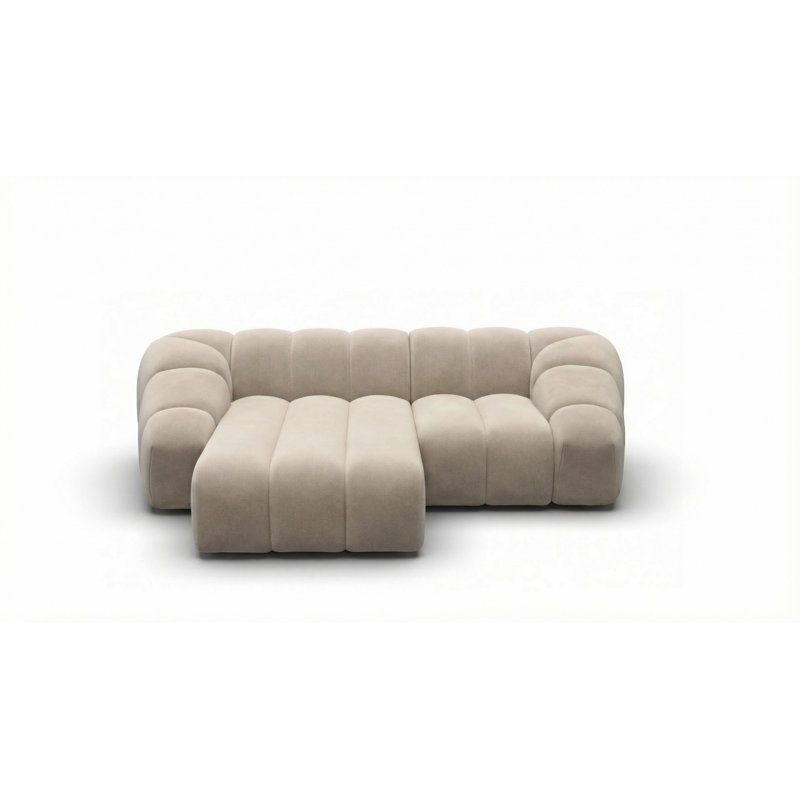 Velvet Sofa & Chaise, 72cm H x 270cm W x 190cm D, 3