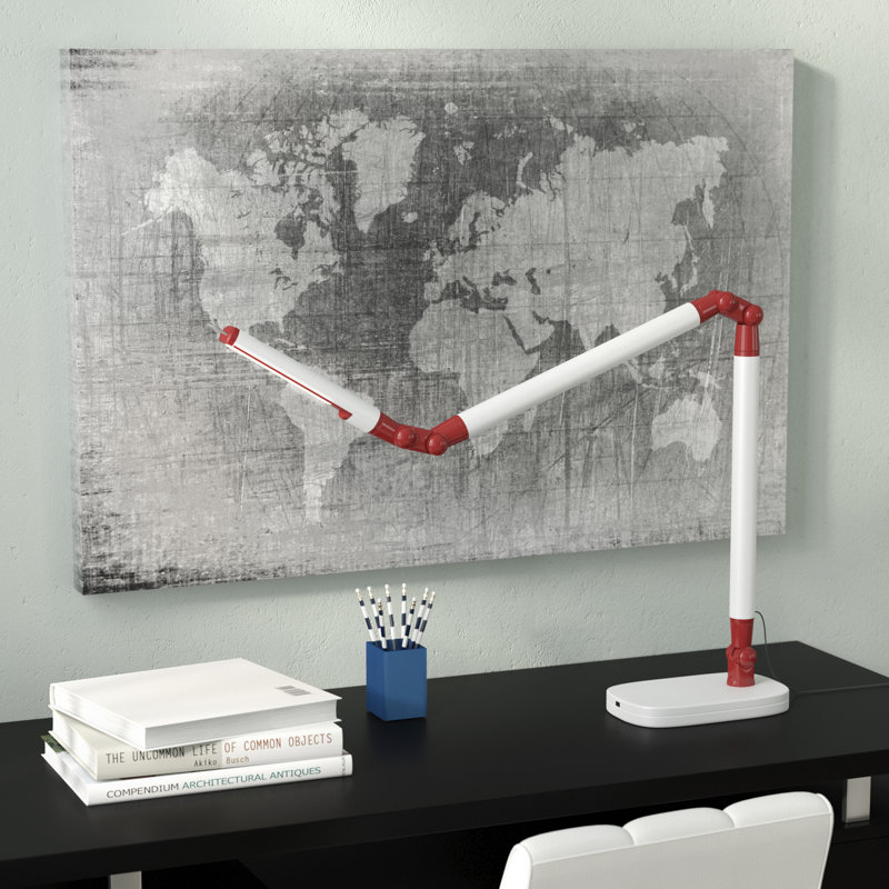 Wylie Metal USB Desk Lamp, White/Red