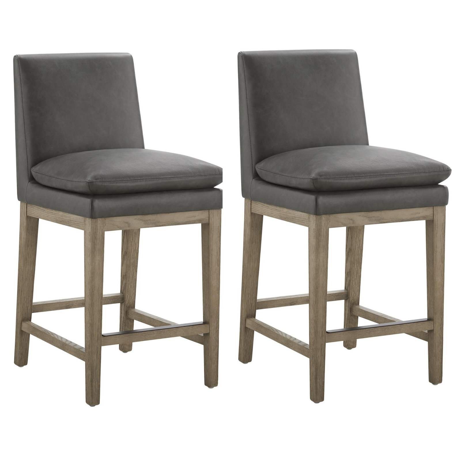 Bethea Leather Upholstered Counter Stool, Copley Slate, 2