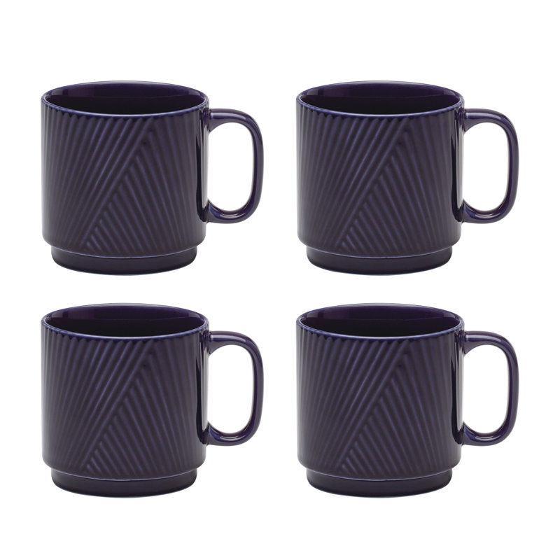 Modulus Mugs, Set of 4, Vapor, Black