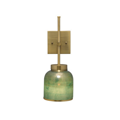 Vapeur 1 lumière laiton antique et verre métallique turquoise