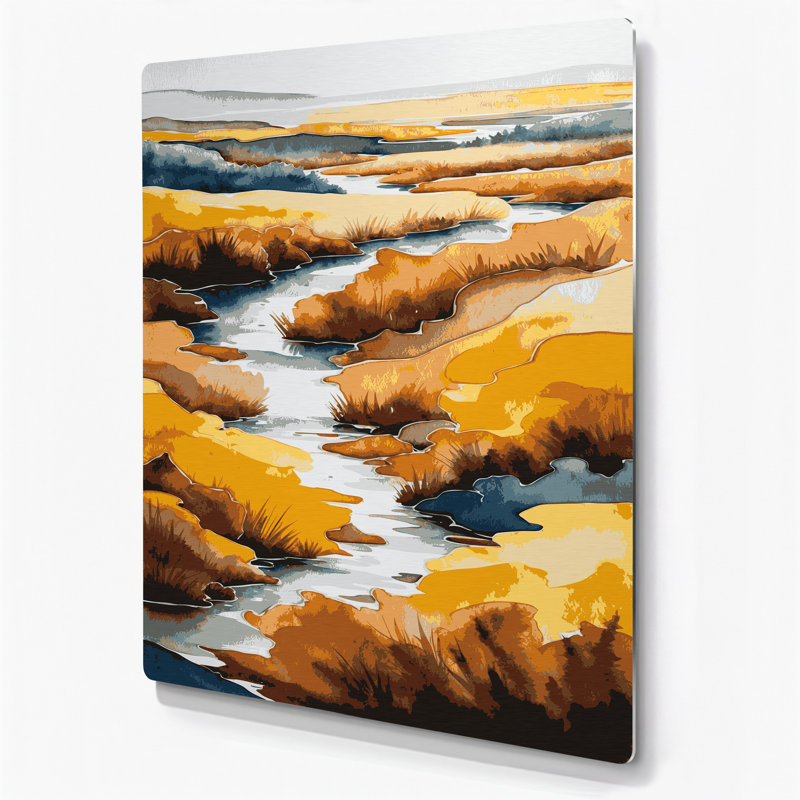 Aquarelle, paysage 69, art mural en métal brun, H 14 po x l 11 po