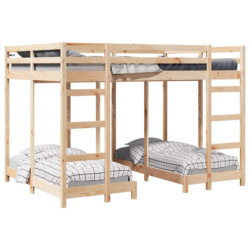 Bunk Bed, Brown, European Double (140 x 200 cm)