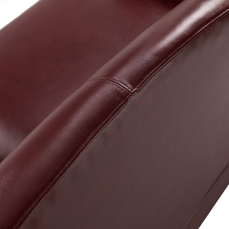 Ashantae 81.5'' Traditional Genuine Leather Sofa with Solid Tapered Wood Legs, Burgundy