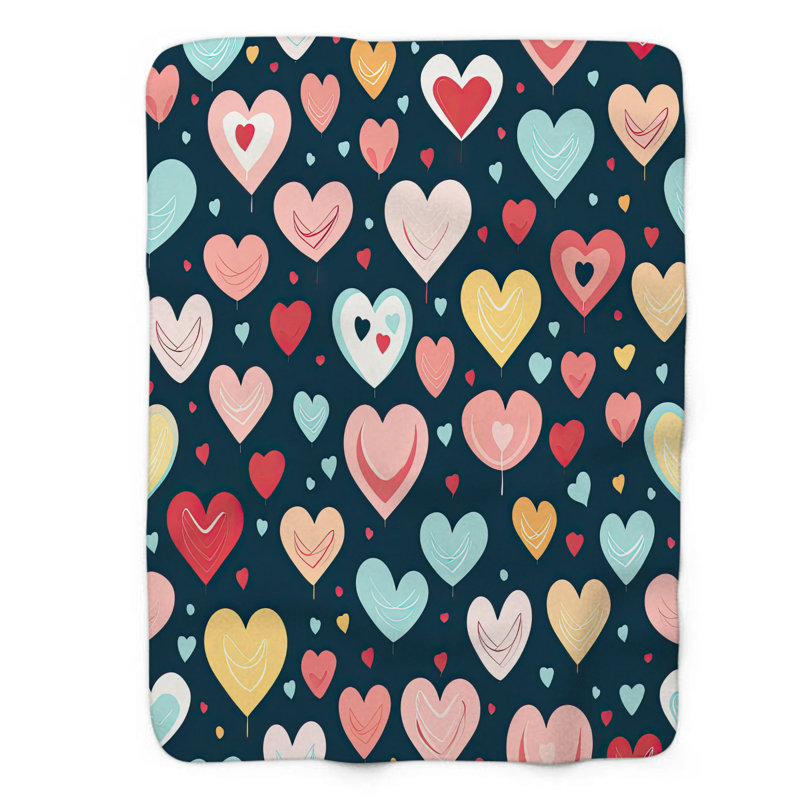Tender Heart Hues - couverture en sherpa de qualité supérieure 1 pièce, L 50 po x L 60 po