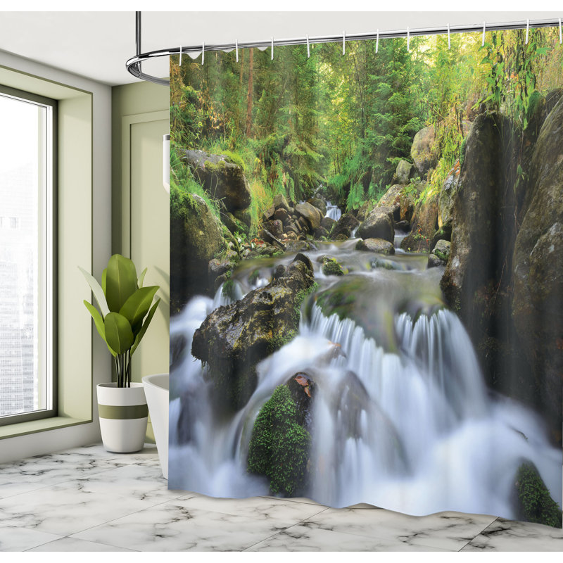 Shower Curtain with Hooks Included, 70" H x 69" W