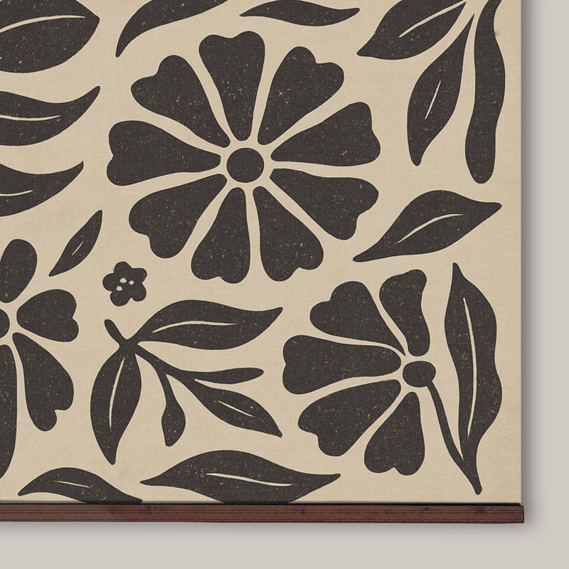 Très grande tapisserie murale moderne en toile à motif floral, H 40 po x l 60 po