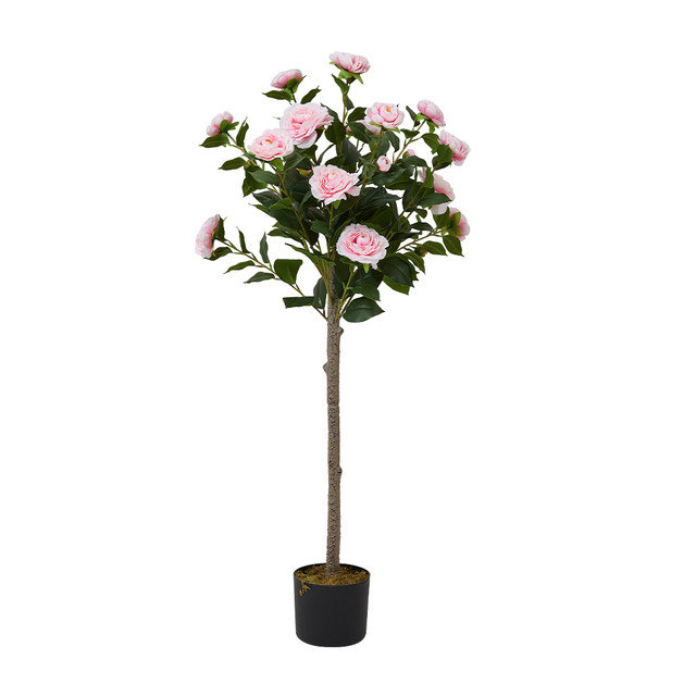 110cm Faux Camellia Tree in Pot, Pink