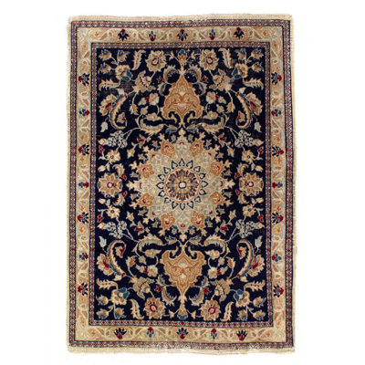 Ikramudeen One-of-a-Kind Rectangle 4'5'' X 3' Wool & Silk Area Rug Black