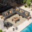 Ensemble de conversation modulaire en aluminium 7 pièces pour patio avec canapé inclinable 9 positions, coussins et table basse-1770354573-1770354575