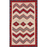 Awesome Ivory Background Color and Geometric Design Antique American Navajo Rug