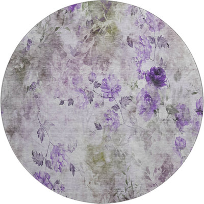 Premium Machine Washable Prisco Purple Rug